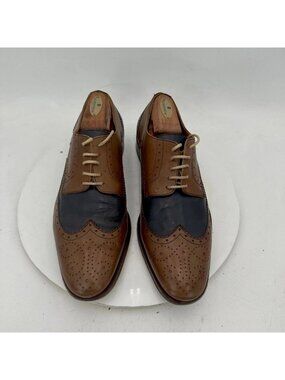 Undandy Men Size EU 43 US 9.5 Brown Black Leather Wingtip Derby Dress Shoes